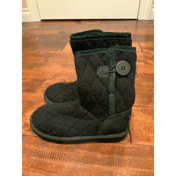 Ugg Australia Black Quilted Knit Short Ankle Boots F3011G, Size 5 (US) - Picture 3 of 8